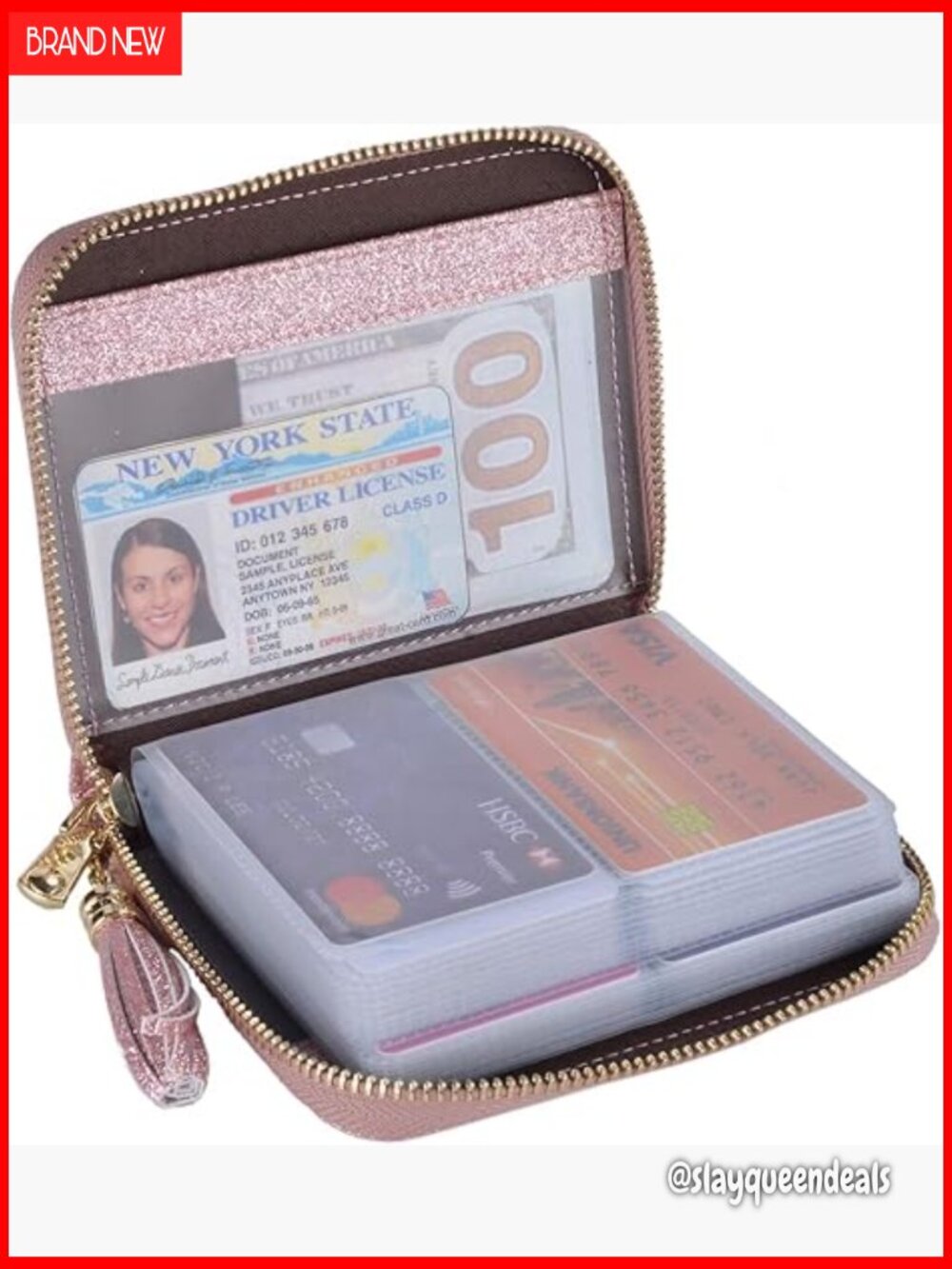Leather RFID Blocking Card Holder with 40 Slots, Compact Wallet for Women
